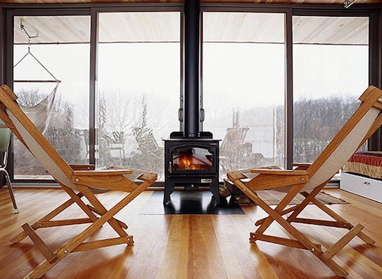 Sit by the fireplace with awesome view in weehouse