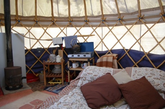 Inside of a yurt
