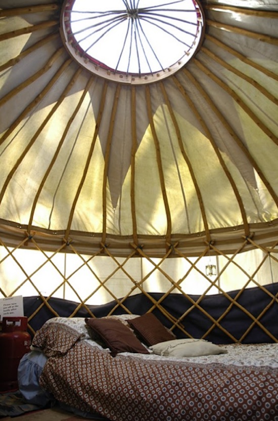 Inside a handmade yurt