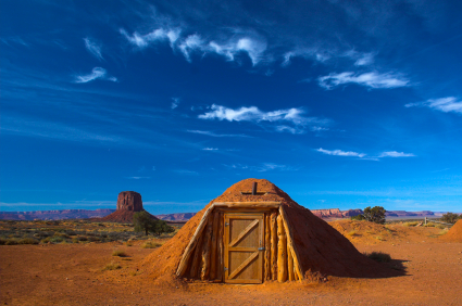 Hogan, the traditional Navajo red clay earth house Hogan, the traditional Navajo red clay earth house