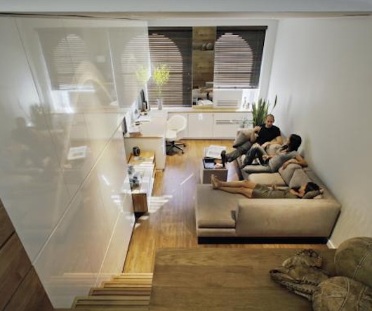 Living room in a 500 square foot small apartment studio