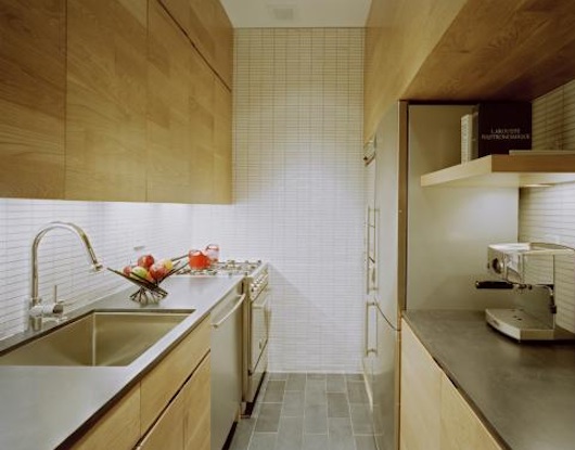 Interior of a little kitchen in a small apartment design
