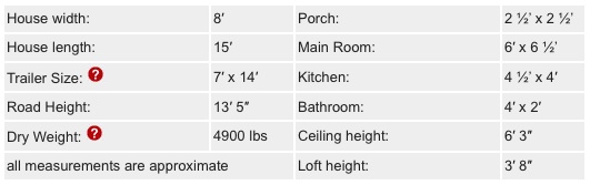 Weebee Tumbleweed Tiny House Details and Dimensions